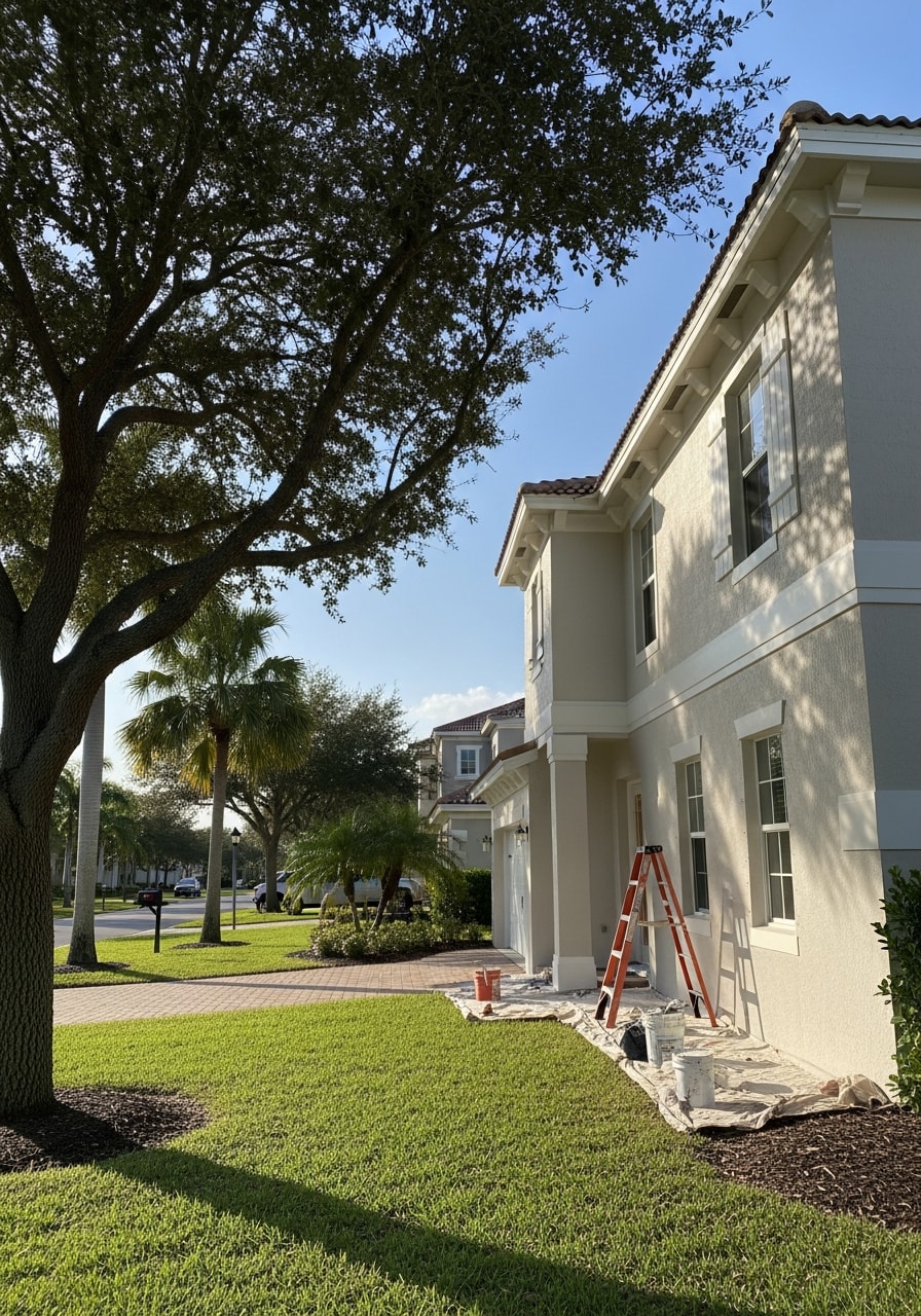Bonita Springs homeowner standing in front of their home with a service professional, reflecting the personal relationships we build with local clients.